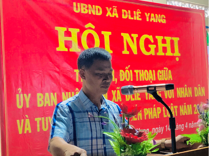 Hội nghị trao đổi, đối thoại giữa UBND xã Dliê Yang với Nhân dân và tuyên truyền phổ biến pháp luật năm 2023